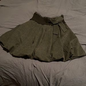 La Fee Maraboutee grey miniskirt with scalloped bottom, elastic waist size 40